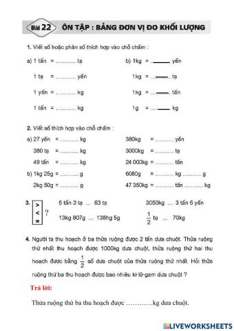 Vở bài tập toán 5- tiết 22