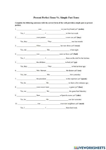 Present perfect simple-past simple