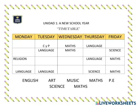 A NEW SCHOOL YEAR TIMETABLE