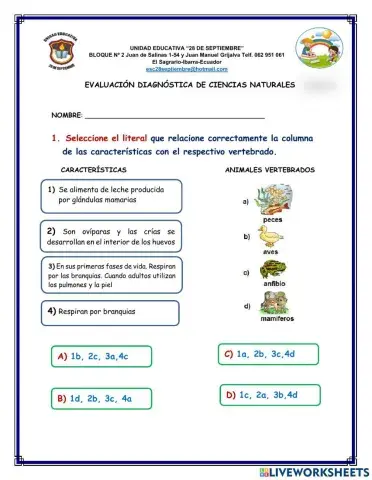 Prueba diagnóstica de ciencias naturales