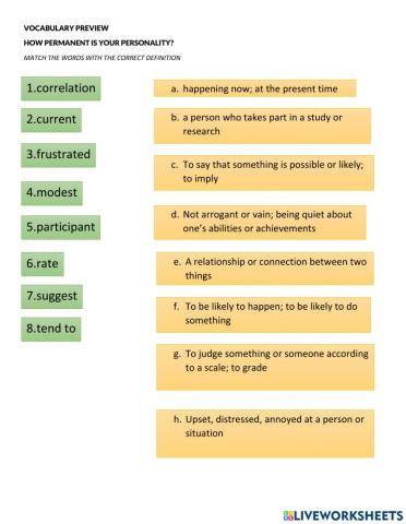 Personality vocabulary