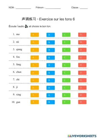 Tons chinois - chinese tones 6