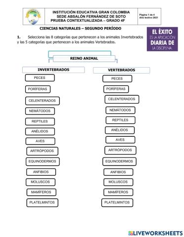 PRUEBA CONTEXTUALIZADA CIENCIAS NATURALES GRADO 4F SEGUNDO PERIODO