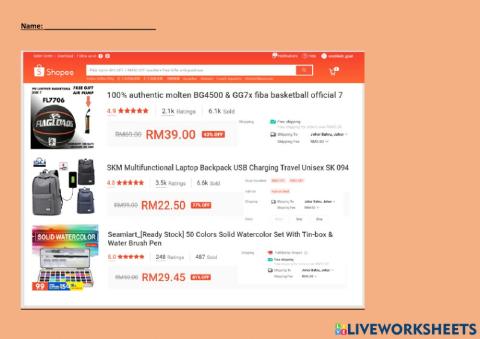 Online shopping-writing task