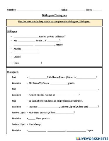 Diálogos y Partes del Cuerpo