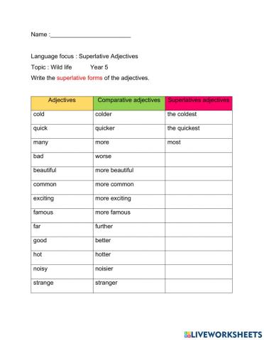 Superlative adjectives