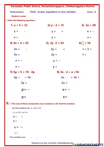 Linear equations in one variable