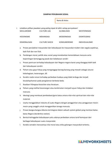 Dampak Perubahan Sosial