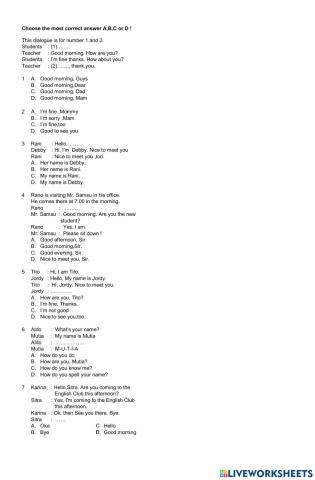 Greeting, Leave taking, Thanking and Apologizing