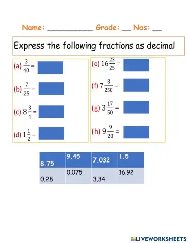 Fraction to Decimals
