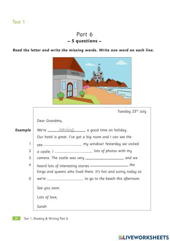 Reading & writing part 6