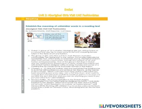 EmSat Unit 2: Aboriginal Girls Visit UAE Fashionistas