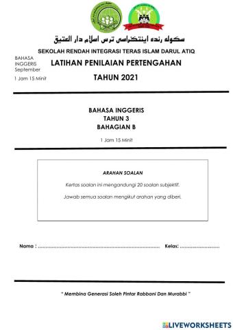 Bahasa inggeris tahun 3 k2