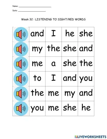 Week 32 - Sight words