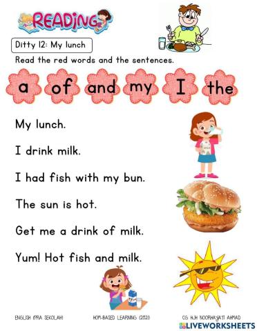 My Ditty Book: Ditty 12 - My lunch