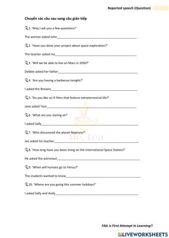 Reported speech (questions)