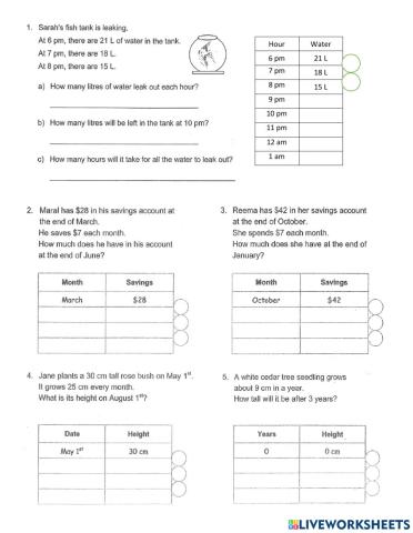 T-table: word problems