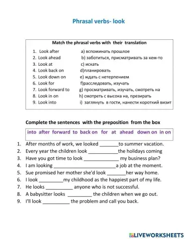 Phrasal verbs   Look