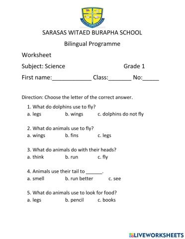 science worksheet 1