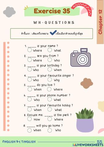 Chapter 12 WH-Questions