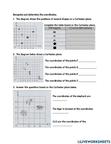 Recognise and determine of coordinates