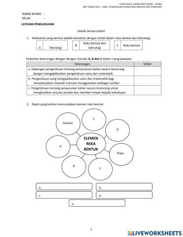 Rbt tingkatan 1 : pengenalan reka bentuk dan teknologi