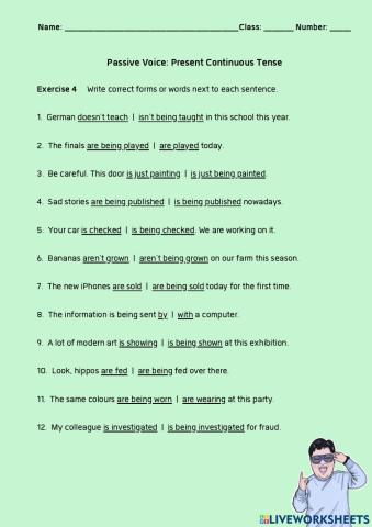 Active Voice and Passive Voice: Present Continuous Tense (P4)
