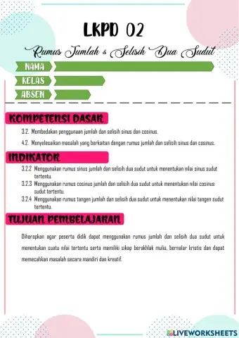 LKPD 02 - Rumus Jumlah dan Selisih Dua Sudut