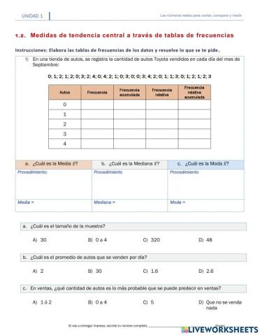 I.1.2. Medidas de tendencia central con tablas de frecuencias