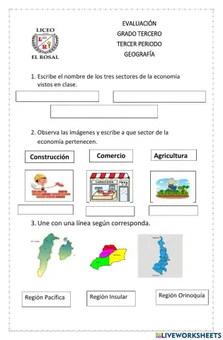 Evaluación Geografía Grado Tercero