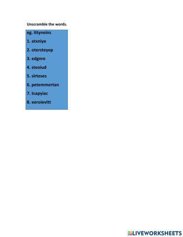 MG Unit 6 Vocabulary