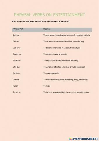 Phrasal Verbs on Entertainment