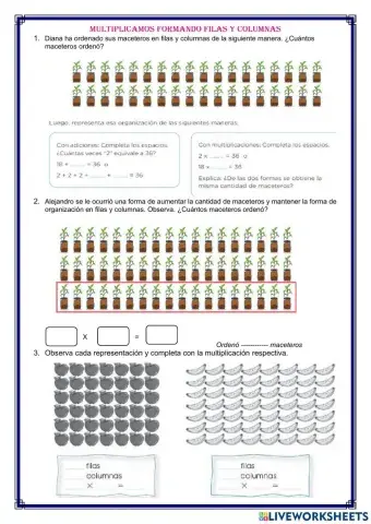 Multiplicamos formando filas y columnas