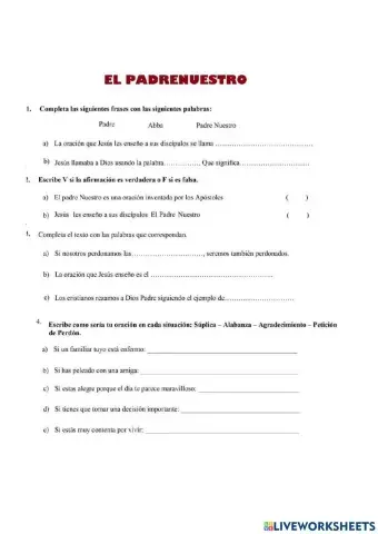 El Padrenuestro y sus peticiones