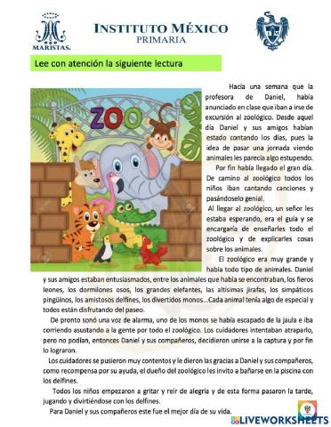 Evaluación diagnóstuca Lectura de Comprensión