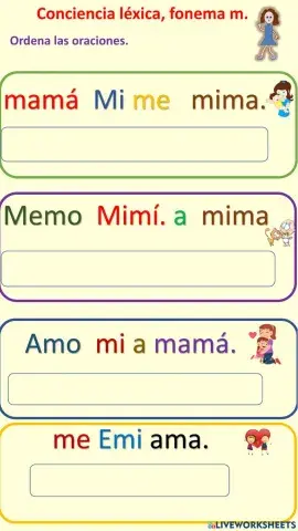 Ordena las oraciones correctamente