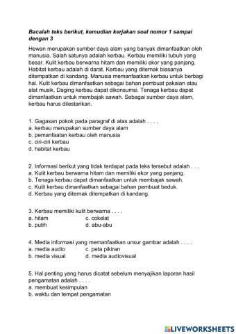 Latihan bahasa indonesia tema 2 subtema 1 kelas 4