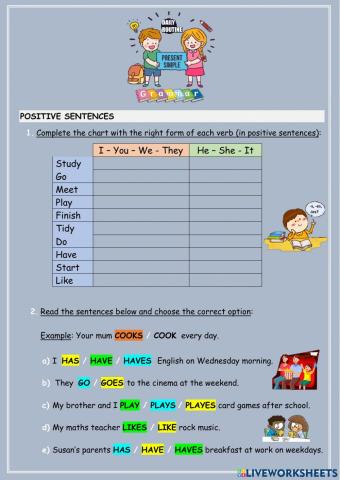 Present Simple - Positive and Negative sentences