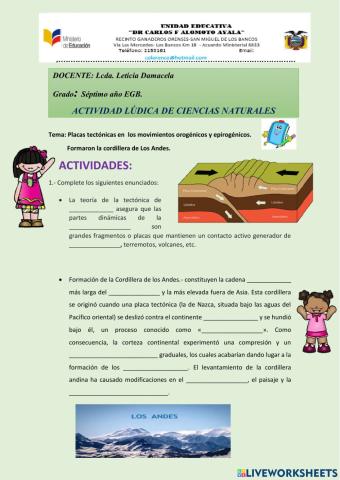 Placas tectónicas en  los movimientos orogénicos y epirogénicos.