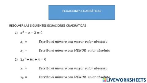 Ecuaciones cuadráticas