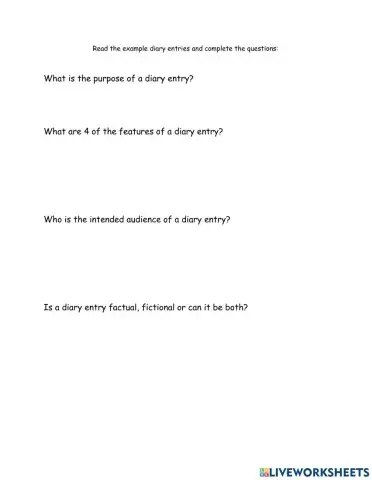 Features of a Diary Entry