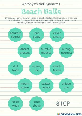 Vocabulary - Beach Ball