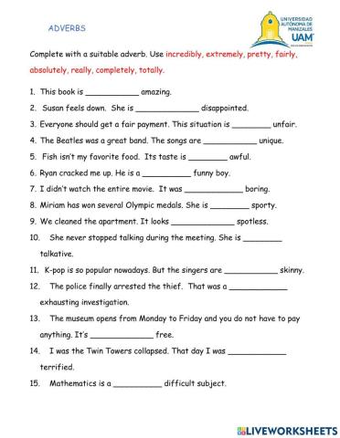 Adverbs before adjectives