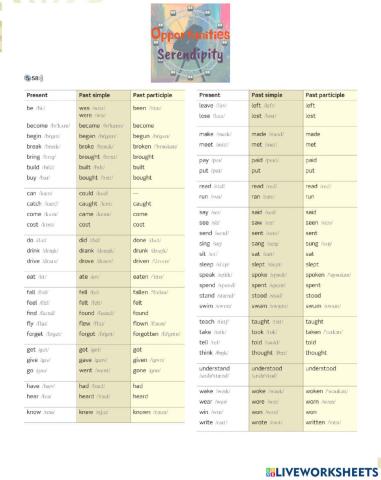 Irregular verbs