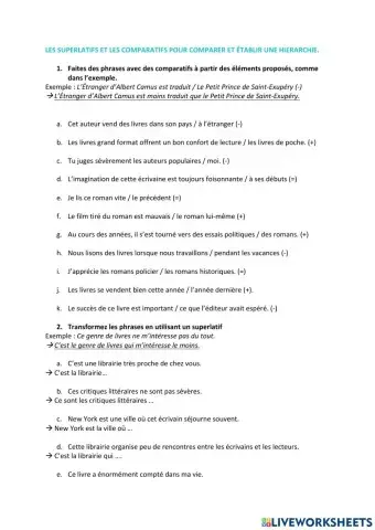 Les superlatifs et les comparatifs
