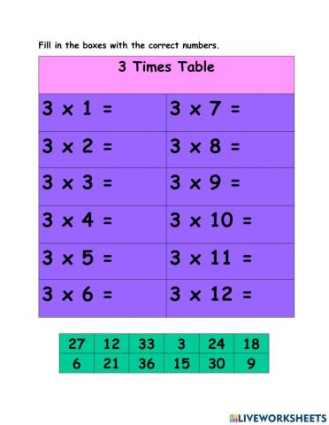 Times Table 3
