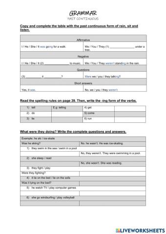 Pulse 2 Past Continuous p.32