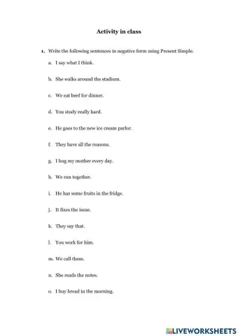 Negative in Present Simple