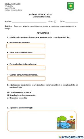 Guía 17 Transferencia y Transformación de Energía
