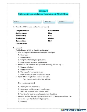 Congratulation Complimen Wish Hope